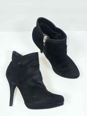 Limelight Black Suede Platform Stiletto Ankle Boots Side Zip Heeled Booties 38